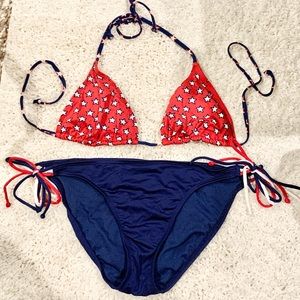 USA star bikini swim set sz L red, white & blue